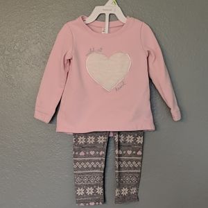 Pink and gray sweatshirt and leggings set